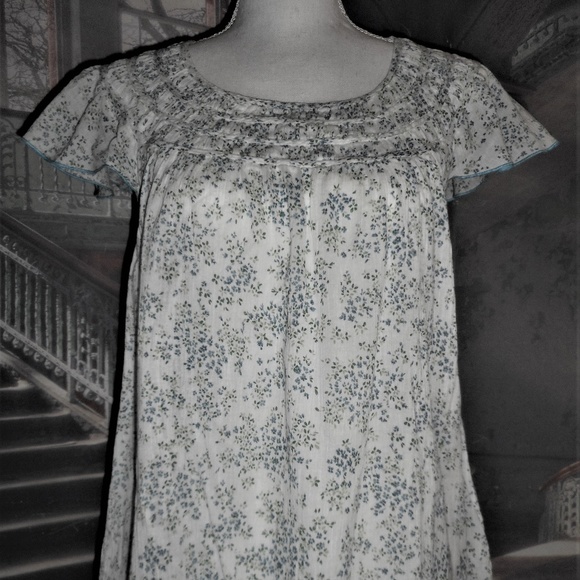 Free People Floral Flutter Sleeve Tunic Top S - Picture 1 of 7